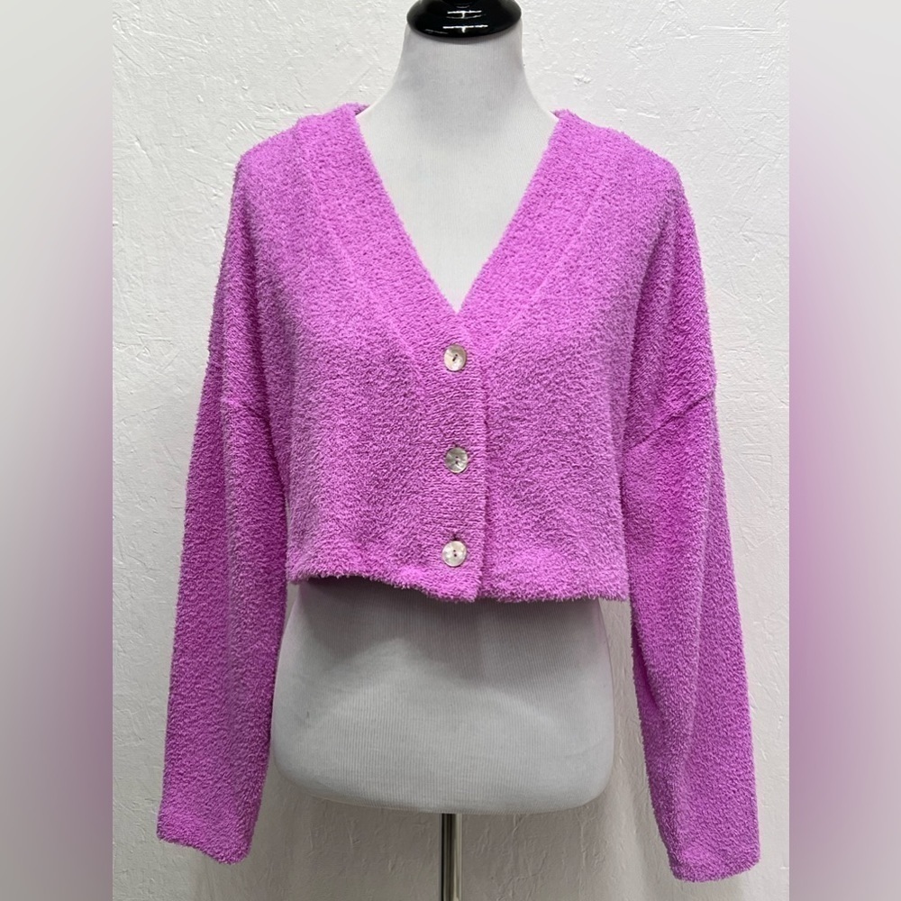 WILD Fable Fuzzy Long Sleeve Cropped Cardigan